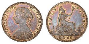 1/2 Пенни Великобритания  Медь Виктория (1819 - 1901)