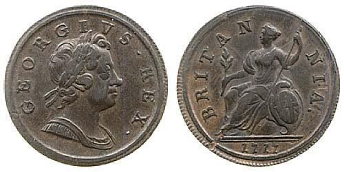 1/2 Пенни Королевство Великобритания (1707-1801) Медь Георг I (1660-1727)