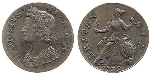 1/2 Пенни Королевство Великобритания (1707-1801) Медь Георг II (1683-1760)