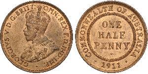 1/2 Пені Австралія (1788 - 1939) Бронза Георг V (1865-1936)
