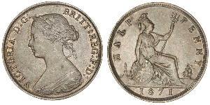 1/2 Пені Велика Британія  Мідь Вікторія (1819 - 1901)