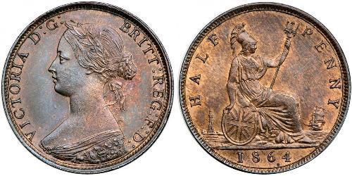 1/2 Пені Велика Британія  Мідь Вікторія (1819 - 1901)