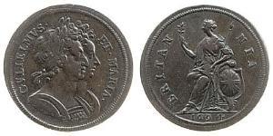 1/2 Пені Королівство Англія (927-1649,1660-1707) Мідь Вільгельм III (1650-1702)