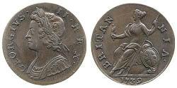 1/2 Пені Королівство Великобританія (1707-1801) Мідь Георг II (1683-1760)