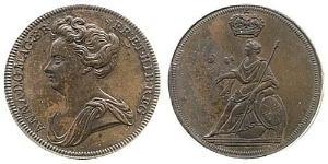1/2 Пені Королівство Великобританія (1707-1801) Мідь Анна Стюарт(1665-1714)