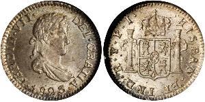 1/2 Реал Боливия Серебро Фердинанд VII король Испании (1784-1833)