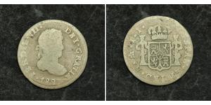 1/2 Реал Новая Испания (1519 - 1821) Серебро Фердинанд VII король Испании (1784-1833)