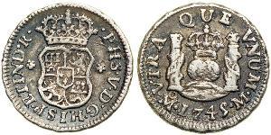 1/2 Реал Новая Испания (1519 - 1821) Серебро Филипп V король Испании (1683-1746)