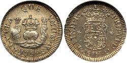 1/2 Реал Перу Серебро Фердинанд VI  король Испании (1713-1759)