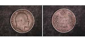 1/2 Рупия Британская Индия (1858-1947) Серебро Эдуард VII (1841-1910)
