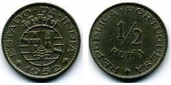 1/2 Рупія Индия португальская (1510-1961) Нікель/Мідь 