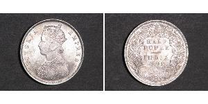 1/2 Рупія Британська Індія (1858-1947) Срібло Вікторія (1819 - 1901)