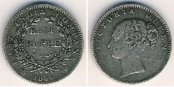 1/2 Рупія Британська Ост-Індська компанія (1757-1858) Срібло 