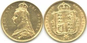 1/2 Соверен Велика Британія  Золото Вікторія (1819 - 1901)