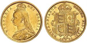 1/2 Соверен Велика Британія  Золото Вікторія (1819 - 1901)