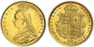 1/2 Соверен Великобритания  Золото Виктория (1819 - 1901)