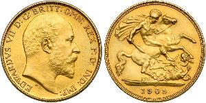 1/2 Соверен Сполучене королівство Великобританії та Ірландії (1801-1922) Золото Едвард VII (1841-1910)