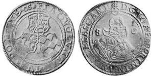 1/2 Талер Анхальт (1212 - 1806) Срібло Joachim Ernest, Prince of Anhalt (1536 – 1586)