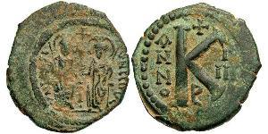 1/2 Фоллис Византийская империя (330-1453) Бронза Юстин II (520-578)