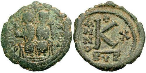 1/2 Фоллис Византийская империя (330-1453) Бронза Юстин II (520-578)