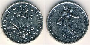 1/2 Франк Пятая французская республика (1958 - ) Никель 