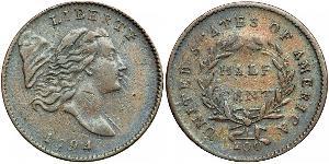 1/2 Цент США (1776 - ) Медь 