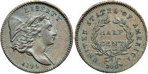 1/2 Цент США (1776 - ) Медь 