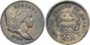 1/2 Цент США (1776 - ) Медь 
