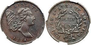 1/2 Цент США (1776 - ) Мідь 