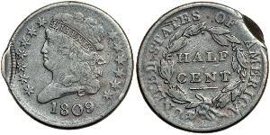 1/2 Цент США (1776 - ) Мідь 