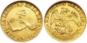 1/2 Эскудо Second Federal Republic of Mexico (1846 - 1863) Золото 
