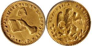 1/2 Эскудо Second Federal Republic of Mexico (1846 - 1863) Золото 