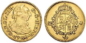 1/2 Эскудо Испанская империя (1700 - 1808) Золото Карл III король Испании (1716 -1788)