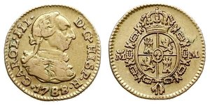 1/2 Эскудо Испанская империя (1700 - 1808) Золото Карл III король Испании (1716 -1788)