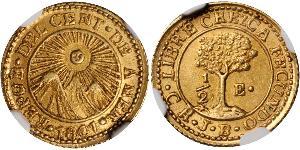 1/2 Эскудо Соединённые Провинции Центральной Америки (1823 - 1838) / Costa Rica (1821 - ) / Гватемала Золото 