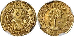 1/2 Эскудо Соединённые Провинции Центральной Америки (1823 - 1838) / Costa Rica (1821 - ) / Гватемала Золото 