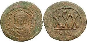 1/3 Follis Impero bizantino (330-1453) Bronzo Tiberio II (535-582)