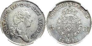 1/3 Riksdaler Suède Argent Gustave III de Suède (1746 - 1792)