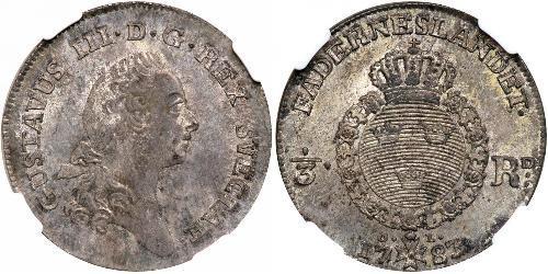 1/3 Riksdaler Suède Argent Gustave III de Suède (1746 - 1792)