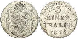 1/3 Thaler Großherzogtum Oldenburg (1814 - 1918) Silber Peter Friedrich Wilhelm (Oldenburg)