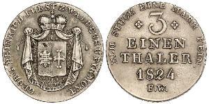 1/3 Thaler Waldeck (state) (1180 - 1918) Silver George II, Prince of Waldeck and Pyrmont