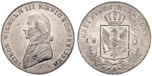 1/3 Thaler 普魯士王國 (1701 - 1918) 銀 腓特烈·威廉三世 (1770 -1840)