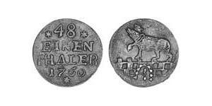 1/48 Thaler Anhalt-Bernburg (1603 - 1863) Vellón Plata Victor Frederick, Prince of Anhalt-Bernburg (1700 – 1765)