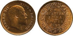 1/4 Anna Raj Britannico (1858-1947) Bronzo Edoardo VIII (1894-1972)