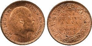 1/4 Anna Raj Britannico (1858-1947) Bronzo Edoardo VIII (1894-1972)