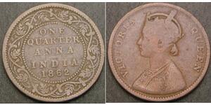 1/4 Anna Britisch-Indien (1858-1947) Kupfer Victoria (1819 - 1901)