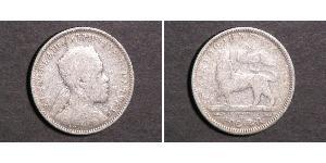 1/4 Birr Ethiopia (1270 - ) Argent Menelik II of Ethiopia ( 1844 -1913)