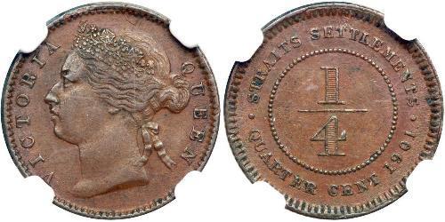 1/4 Cent Établissements des détroits (1826 - 1946) Cuivre 