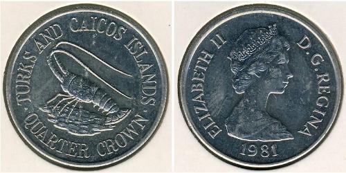 1/4 Crown Turks and Caicos Islands (1783 - ) Copper/Nickel Elizabeth II (1926-2022)