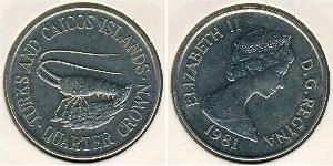 1/4 Crown 特克斯和凯科斯群岛 銅/镍 伊丽莎白二世 (1926-2022)